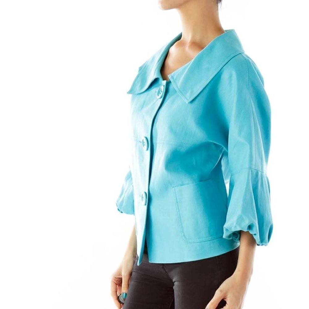 Ellen Tracy Turquoise Loose Blazer - Picture 2 of 3
